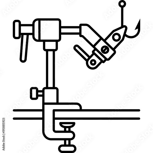 Minimalistic fly tying rotary vise outline icon