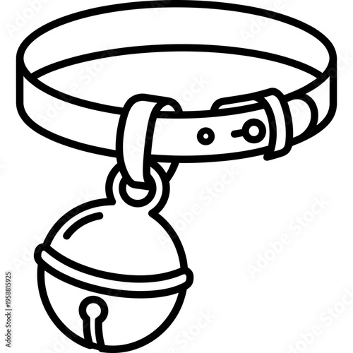 Minimalistic small falconry bell with bewit outline icon