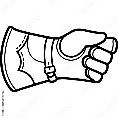 Minimalistic thick leather falconry gauntlet outline icon