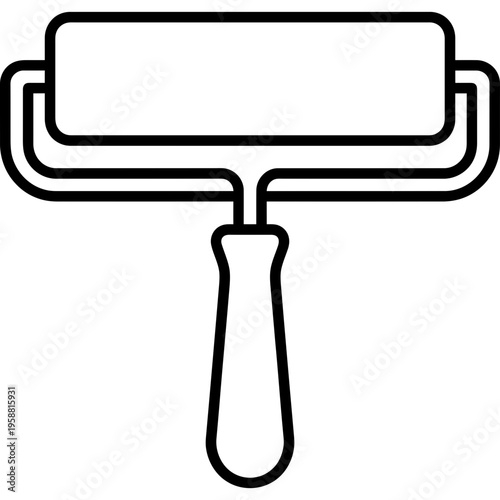 Minimalistic small rubber ink roller brayer outline icon