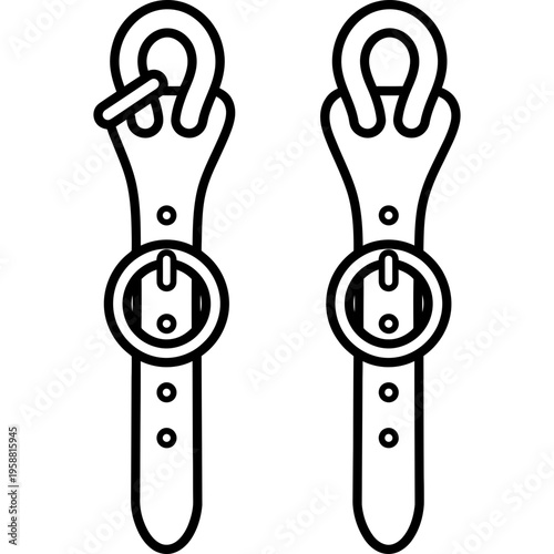 Minimalistic falconry leather jess ankle straps outline icon