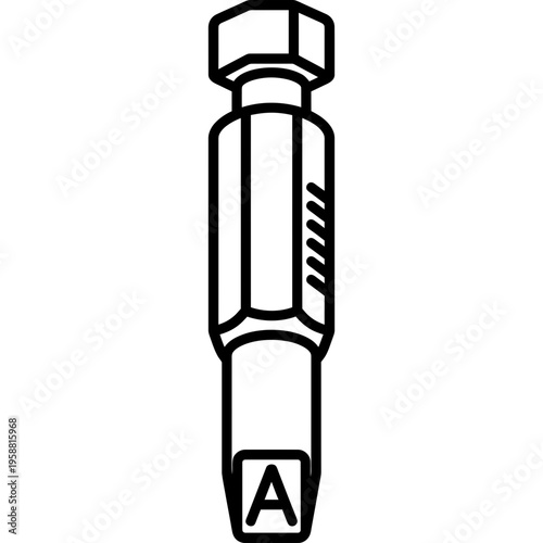 Minimalistic steel letter punch for type stamping outline icon