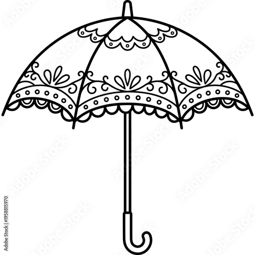 Minimalistic decorative lace parasol open outline icon