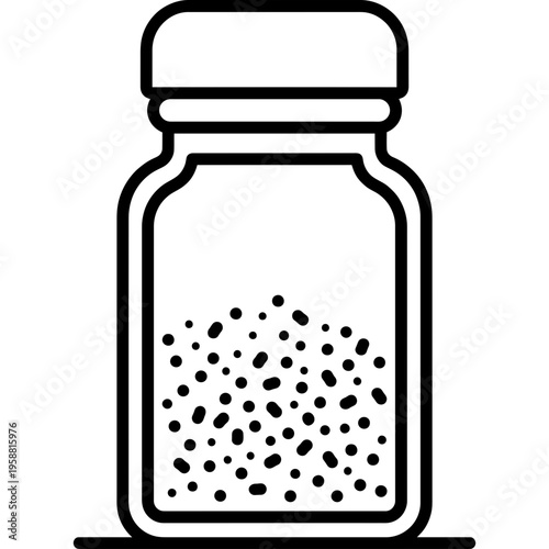 Minimalistic small jar of dry powdered pigment outline icon
