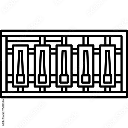 Minimalistic accordion reed block with reeds outline icon