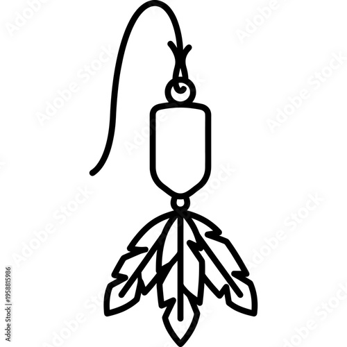 Minimalistic falconry lure on swing line outline icon