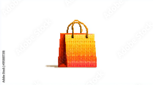 Shopping bag pixel art icon for retail and e-commerce websites