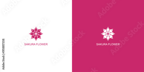 Creative sakura flower logo design with unique concept ,premium vector