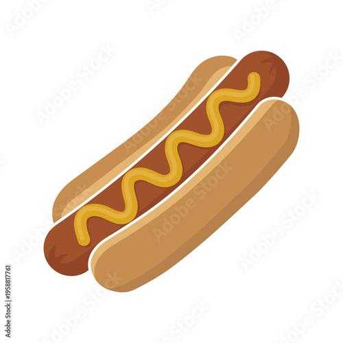 Hot dog icon with mustard, without background