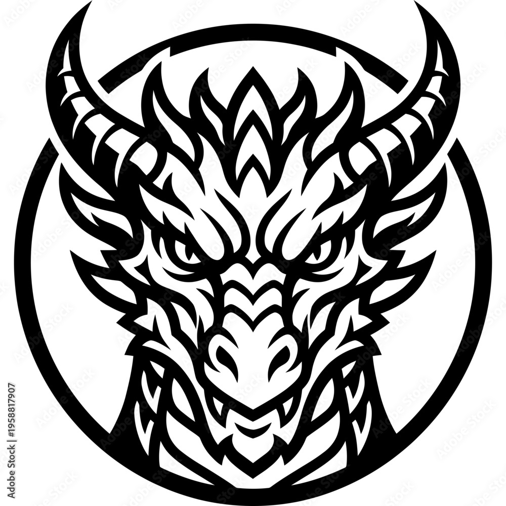 Fototapeta premium Minimalistic dragon head logo emblem vector