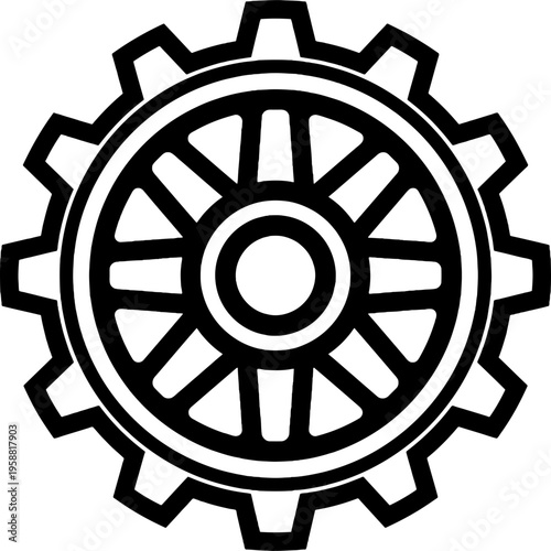 Minimalistic gear cog wheel logo emblem vector