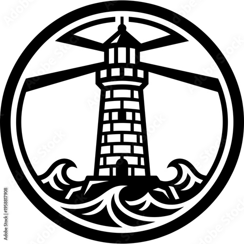 Minimalistic lighthouse logo emblem vector