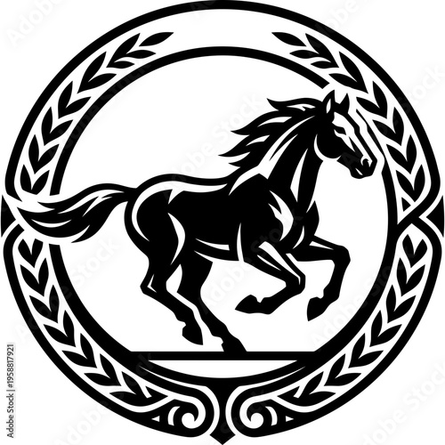 Minimalistic galloping horse logo emblem vector