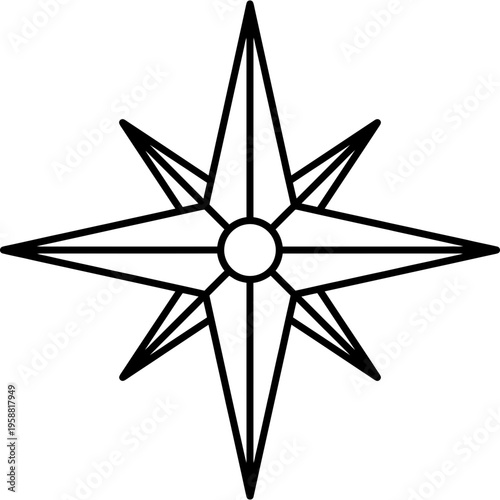 Minimalistic compass rose outline icon vector