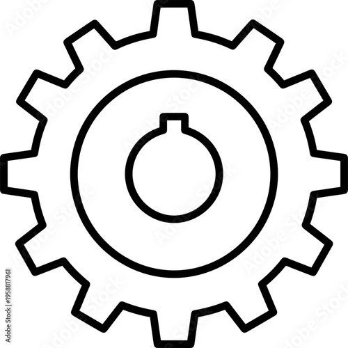 Minimalistic gear cog wheel outline icon vector