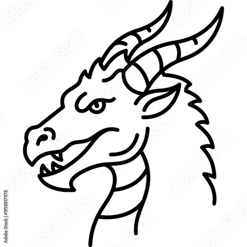 Minimalistic dragon head outline icon vector