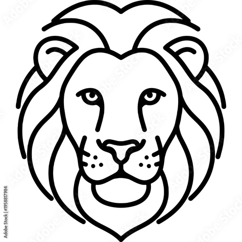 Minimalistic lion head outline icon vector
