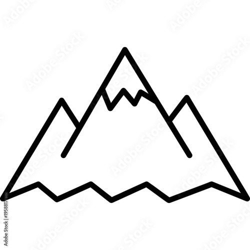 Minimalistic mountain peak outline icon vector