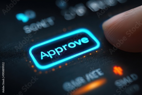 Finger poised to approve a suspicious transaction