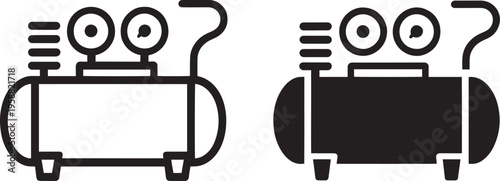 Minimalist Line Art Pressure Washer and Power Washing Equipment Icons Vector