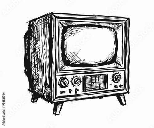 Hand drawing Vintage Television Sketch