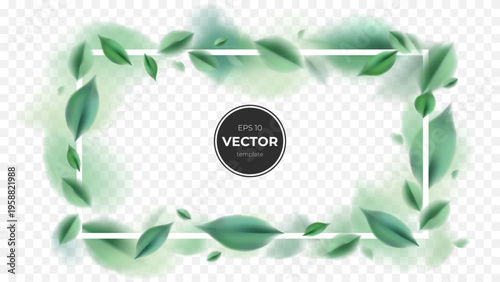Elegant green leaf frame design for nature-themed projects.