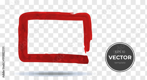 Blank red brush stroke frame on transparent background for creative designs.