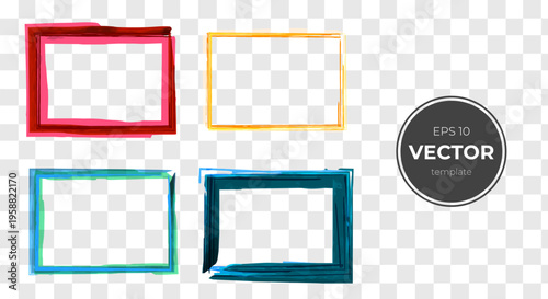 Four colorful rectangular frames in vibrant hues on a transparent background.
