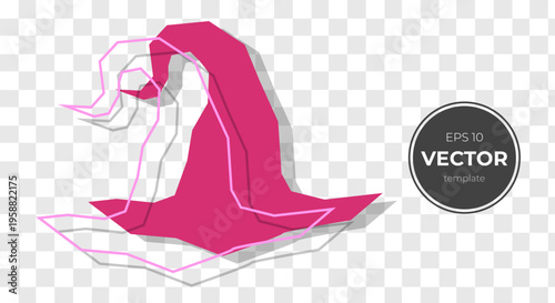 Stylish pink witch hat with a sleek design and playful lines.