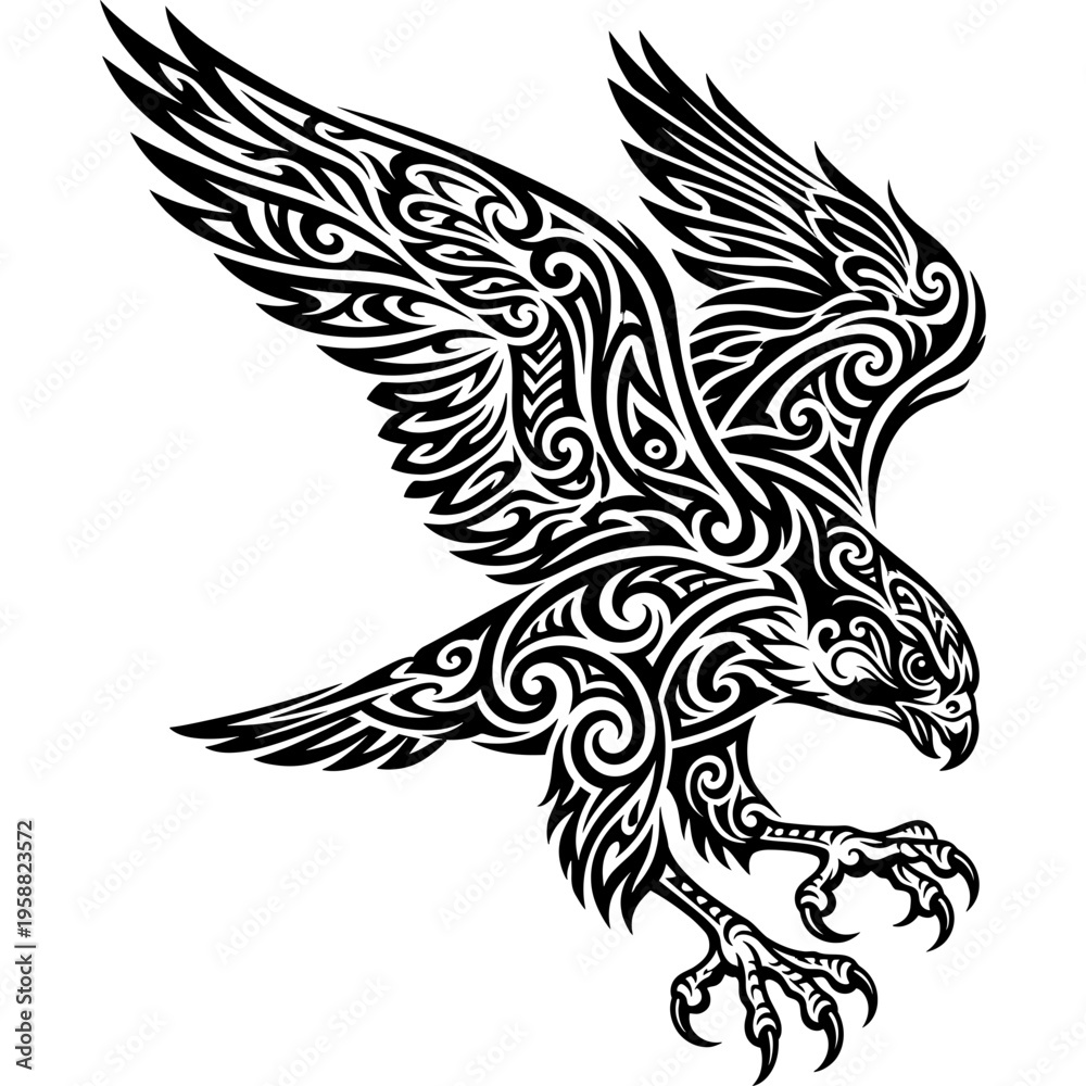 Obraz premium Tribal tattoo style hawk