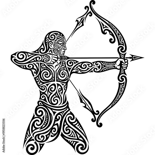Tribal tattoo style archer