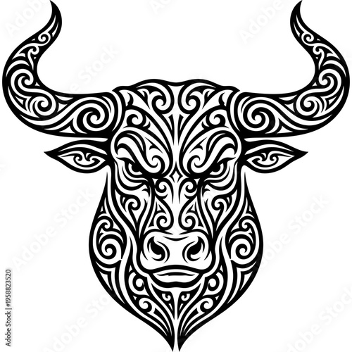 Tribal tattoo style bull
