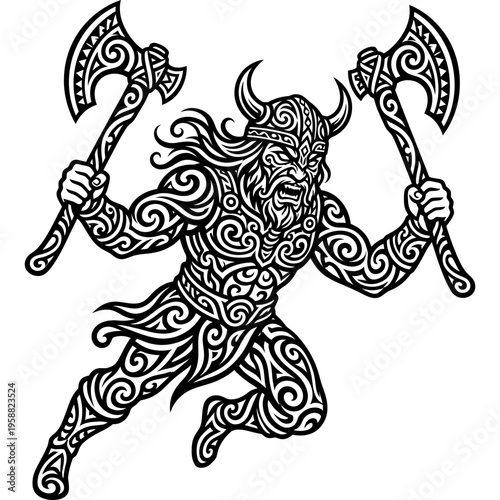 Tribal tattoo style berserker