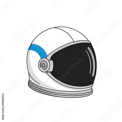 White astronaut helmet illustration with dark visor and minimalist style.