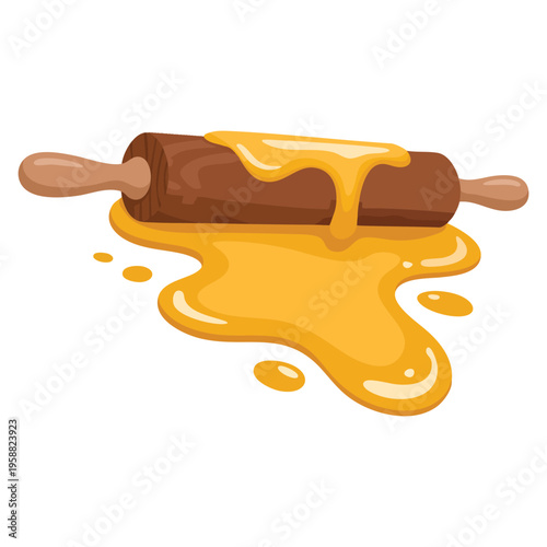 Rolling pin for shape and flatten dough vector illustration kitchen baking tool design element ideal for pastry cooking and food preparation themes