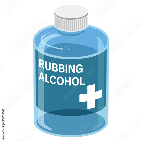 Rubbing alcohol bottle vector isolated illustration medical disinfectant product design perfect for hygiene healthcare pharmacy branding and sanitation awareness artwork