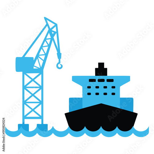 Shipping logistics destination port icon vector for cargo arrival customs entry freight unloading global trade and import export handling illustration