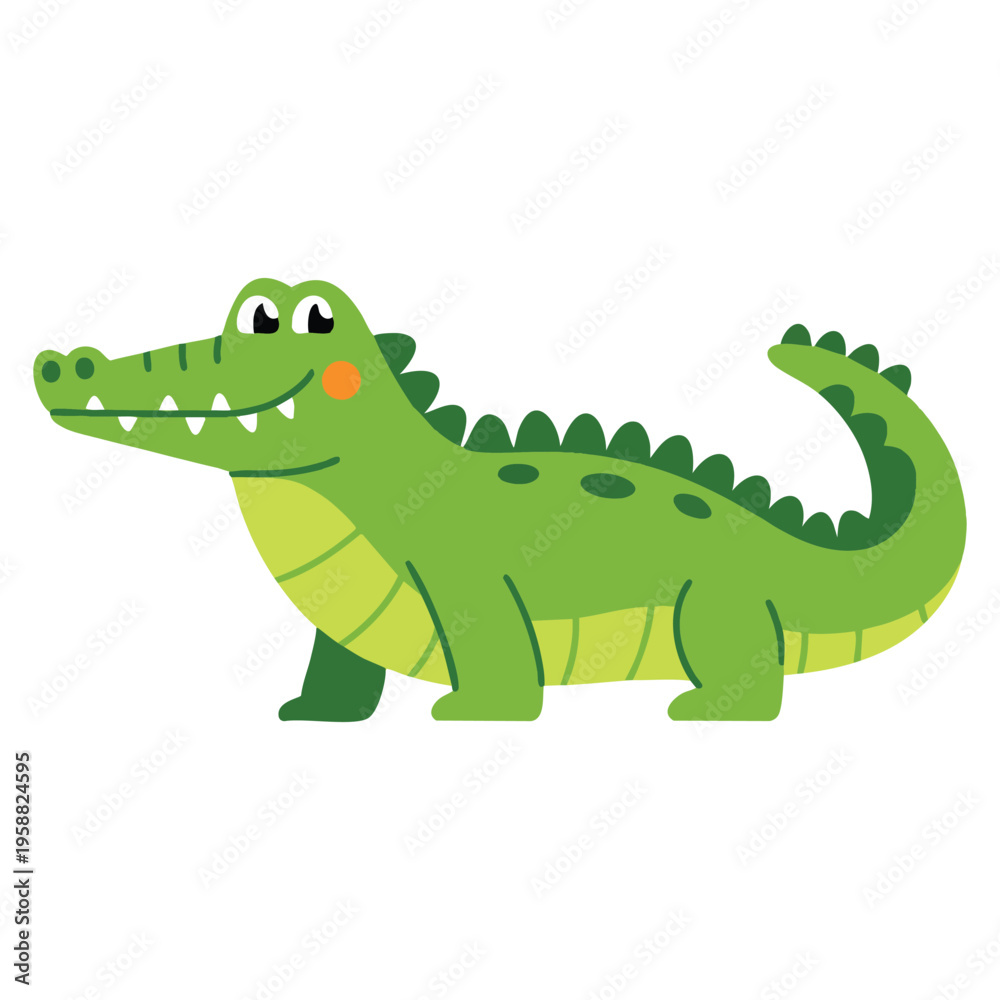 Fototapeta premium Simple childish style cute vector illustration of crocodile on white background safari animals concept great for nursery posters classroom decor and kids designs