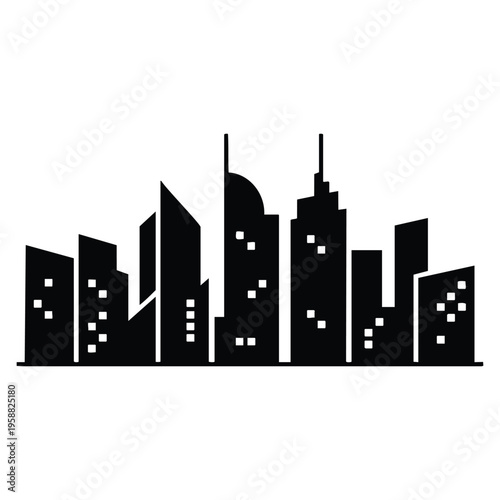 Urban skyline vector cities silhouette black city icon isolated on white background illustration