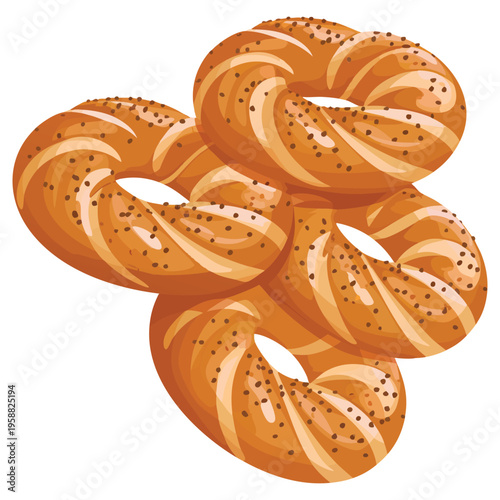 Turkish traditional bagel simit vector illustration of sesame bread inspired by Istanbul traditional flavors perfect for bakery cafe and food branding