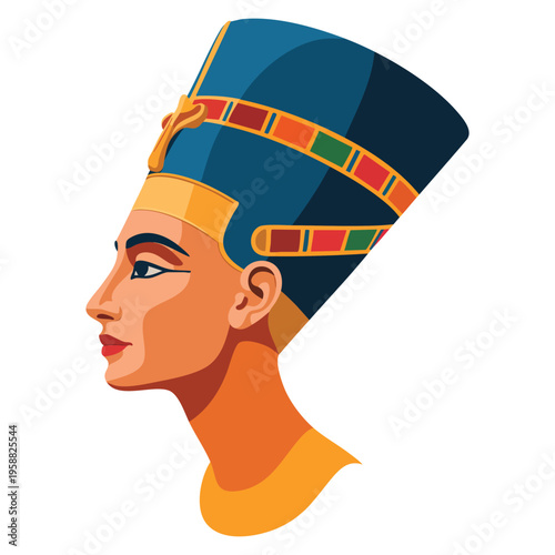 Vector icon of cleopatra head in cartoon style isolated on white background ideal for web design and ancient egypt artwork concepts