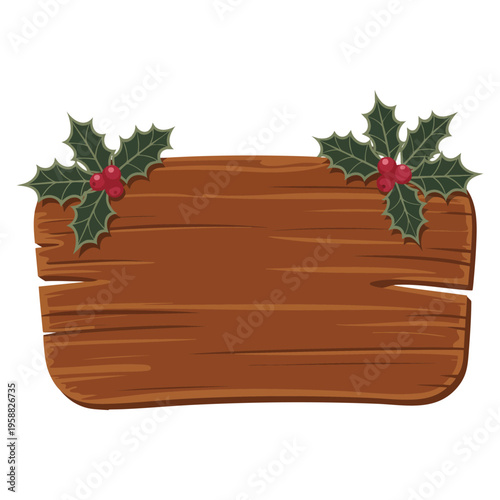 Vector illustration of Christmas wooden signboard suitable for holiday decoration winter celebration greeting card and festive themed visuals