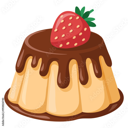 Vector illustration of cupcake with strawberry suitable for sweet dessert bakery packaging celebration and pastry themed artwork