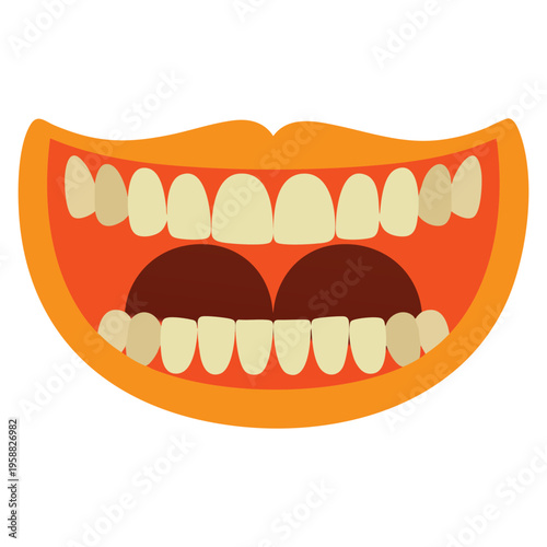 Vector illustration of funny cartoon monster mouth suitable for playful character halloween design comic style and fantasy themed visuals