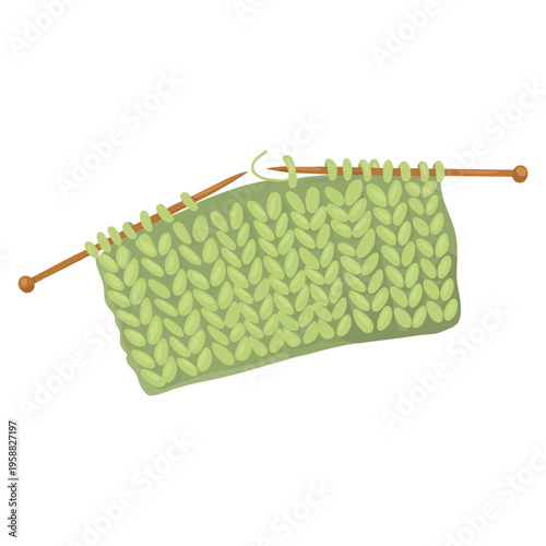 Vector illustration of knitting needles process suitable for handmade craft yarn textile hobby and creative knitting project designs