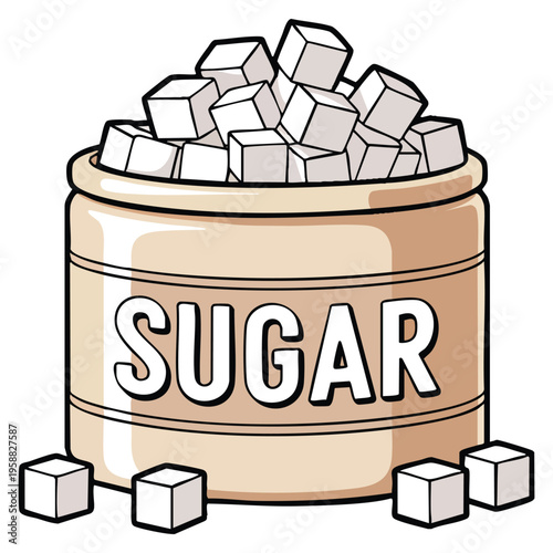 Vector illustration of sugar cubes ingredient isolated object ideal for cooking baking sweet recipe kitchen packaging and food design concepts