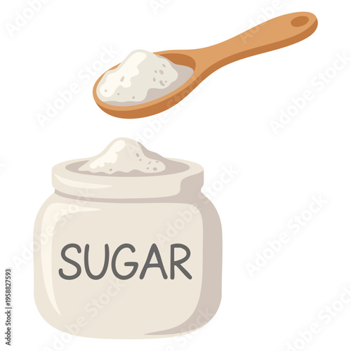 Vector illustration of sugar ingredient suitable for baking cooking sweet recipe kitchen packaging and culinary design related projects