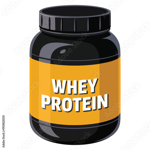 Vector illustration whey protein isolated suitable for fitness supplement packaging gym nutrition branding bodybuilding concept and active lifestyle design