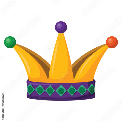 Vector illustration yellow joker hat accessory icon isolated symbol ideal for festive circus carnival comedy and costume themed artwork