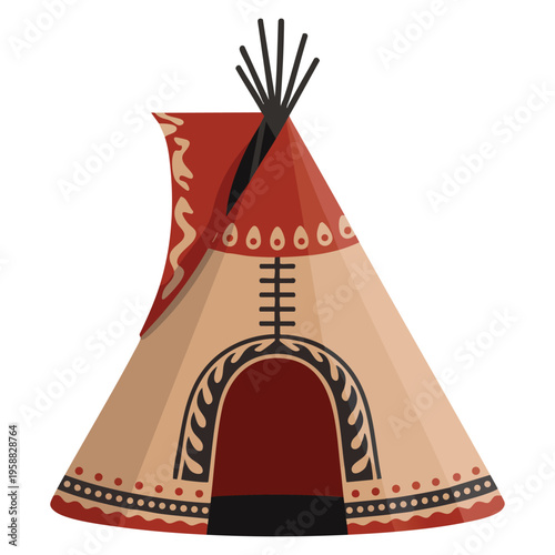Vintage illustration teepee native america vector isolated symbol ideal for traditional dwelling history culture heritage and tribal design concepts